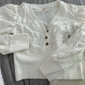 White Textured Button-Up Cardigan
